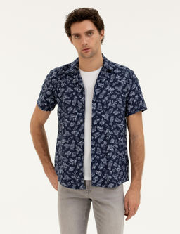 Lacivert Regular Fit K_sa Kollu G_mlek