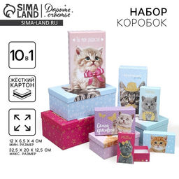 Набор коробок 10 в 1, упаковка подарочная, Яркий, 12?7?4 - 32.5?20?12.5 см