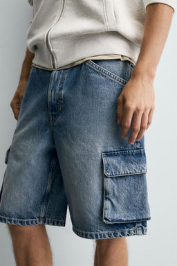 DENIM CARGO BERMUDA SHORTS - Zara фото 5