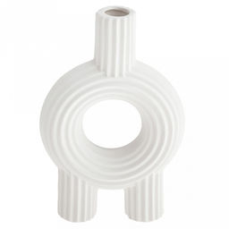 Ваза керамическая "Кабо-Верде" 800мл, 11,3х3,2см h17,3см, д/горла - 1,8см, матовая, фактурная глазурь, цвет - белый, в коробке (Китай)