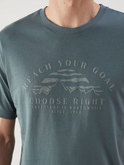 Bisiklet Yaka Bask?l? Erkek Ti??rt