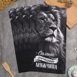 Набор кухонных полотенец Доляна. Самый лучший мужчина, 35?60 см - 4 шт., 100% хлопок, 160 г/м?