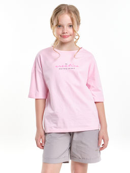 Футболка оверсайз универсальная модель UD 7889 розовый - Mini maxi фото 2