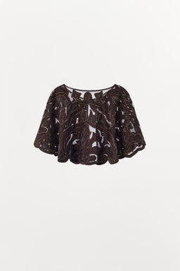 COMBINED VELVET BEADED SEQUIN CAPE - Zara фото 4