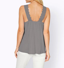 Топ из вискозы с кружевом, серый - Heine фото 4