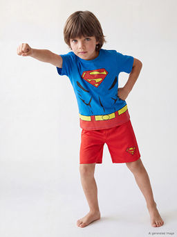 Superman Bask?l? Erkek ?ocuk ?ortlu Pijama Tak?m?
