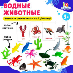 Развивающий набор с карточками Водные животные, по методике Домана
