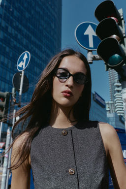 MARLED WAISTCOAT TOP WITH BELT - Zara фото 3