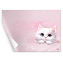 Плёнка цветная для школьных уроков труда арт.72994/ 200 БЕЛЫЙ КОТ (50х70 см, розовый, ПВХ плотностью