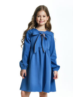 Платье для подростка с бантом UD 7181 серо-синий