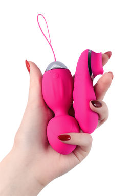 Виброшарики и стимулятор внешних эрогенных зон LEroina Tella, силикон, розовые, 10 см