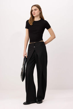 Gri Hacimli Pilili Balon Fit Cizgili Kumas Pantolon TWOAW26PL00149 - Trendyolmilla фото 6