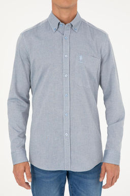 Мужская синяя рубашка с длинным рукавом Неожиданная скидка в корзине - U.s. polo assn фото 6