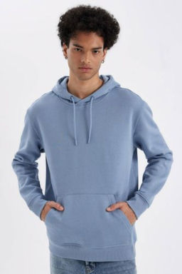 Regular Fit Kapusonlu Kanguru Cepli Ici Yumusak Tuylu Basic Duz Sweatshirt