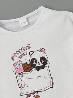 Bisiklet Yaka Bask?l? K?z ?ocuk Pijama ?st