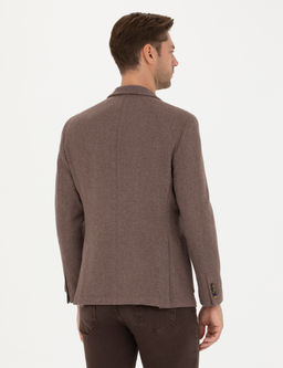 Kahverengi Slim Fit Y_n Kar___ml_ Ceket