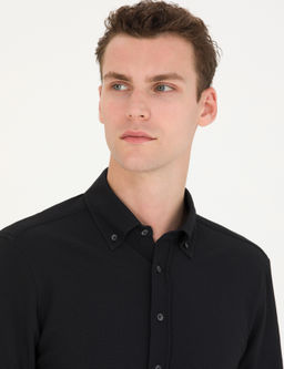 Рубашка Pierre Cardin Slim Fit черная с длинным рукавом