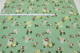 Штапель Весенние цветы цв.морозная зелень, ш.1.45м, вискоза-100%, 100гр/м.кв - Купава фото 3