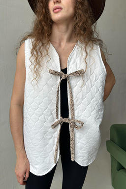 Жилет стеганый HOME109/02/Бежевый, коричневый