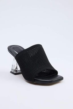 Siyah 7,5 cm Kad?n Klasik Seffaf Topuklu Ayakkab? TAKSS26TO00080