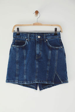 TRENDYOLMILLA Koyu Mavi Y?rtmac Detayl? Denim Sort Etek TWOSS25SR00149  фото 5