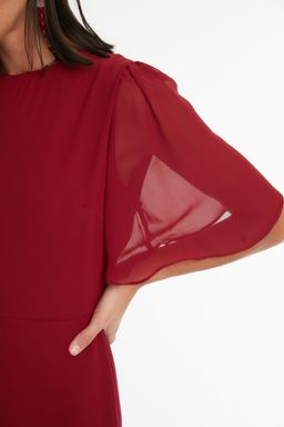 TRENDYOLMILLA Lila Cicek Desenli A Kesim Astarl? Midi Dokuma Elbise TWOSS20EL0908 фото 11