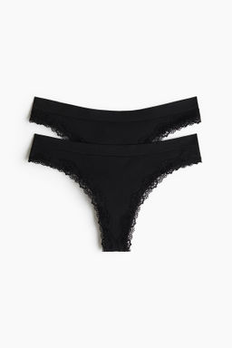 Pack 2 bragas thong con ribete de encaje Seamless - H&m фото 6