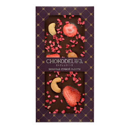 Шоколад горький SUGAR FREE клубника, кешью, малина 80 гр