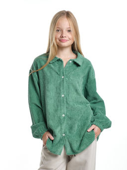 Вельветовая рубашка для девочки 22-7364 бежевый - Mini maxi фото 31