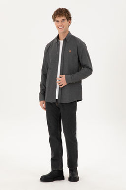 Мужская рубашка антрацитового цвета с длинным рукавом - U.s. polo assn фото 4