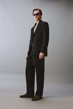 PANTAL?N TRAJE TWILL 100% LINO AARON LEVINE X ZARA / Negro  фото 4