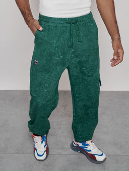 Широкие спортивные брюки трикотажные мужские зеленого цвета 12932Z - Mtforce фото 21