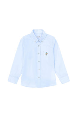 Голубая базовая рубашка с длинным рукавом для мальчика - U.s. polo assn фото 2