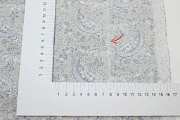 Бязь Серо-голубые восточные огурчики на серо-бежевом, ш.1.5м, хлопок-100%, 120гр/м.кв - Купава фото 4