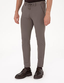 Vizon Slim Fit Beli Lastikli Kordonlu Jogger Kanvas Pantolon