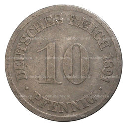 Монета 10 пфеннигов 1891 года D Германия
