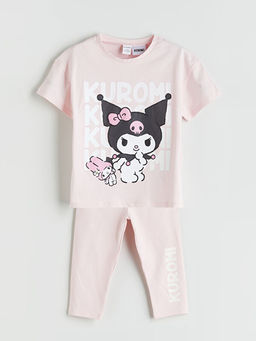 Kuromi Bask?l? K?z ?ocuk Ti??rt ve Tayt 2li