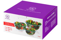 Набор 3 салатников 800 мл, 1050 мл, 1,6 л Crystal glass стекло - Elan gallery фото 9