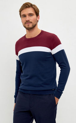 Джемпер мужской в полоску P321-15879 сине-бордовый - Primm фото 3