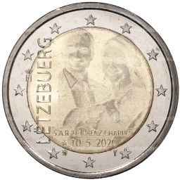 2 евро 2020 года Люксембург  Рождение наследного Великого Герцога Чарльза (Плоский чекан  лазерная гравировка)