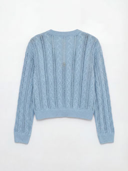 V Yaka Sa? ?rg?s? Desenli K?z ?ocuk Triko H?rka