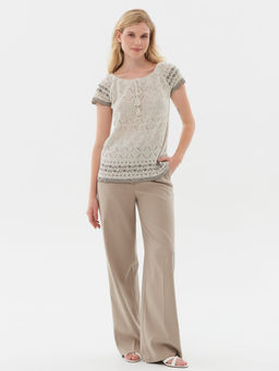 Джемпер короткий рукав л0475 лен 1 - Стим фото 3