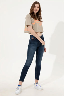 U. S. Polo Assn Женская укороченная футболка цвета хаки с круглым вырезом - U.s. polo assn фото 8