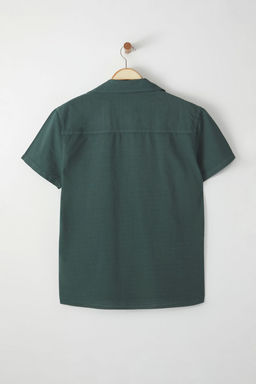 TRENDYOL MAN Koyu Yesil Oversize Fit Apaj Yaka K?sa Kol Keten Gorunumlu %100 Pamuklu Yazl?k Gomlek TMNSS25GO00018 - Trendyolmilla фото 7