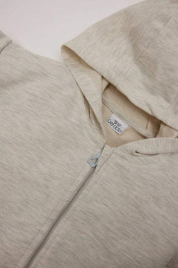 Базовый простой свитшот на молнии с капюшоном для маленьких девочек - Defacto фото 2