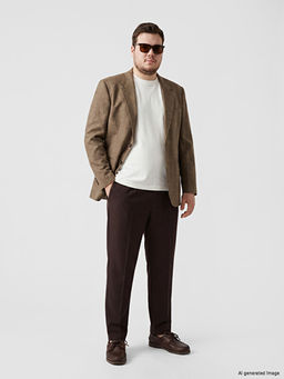 Regular Fit Keten Kar???ml? Erkek Blazer Ceket