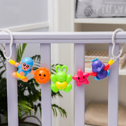 Растяжка на коляску/кроватку Цыпленок, зайчик, обезьянка, 3 игрушки, цвет МИКС, Крошка Я  фото 2