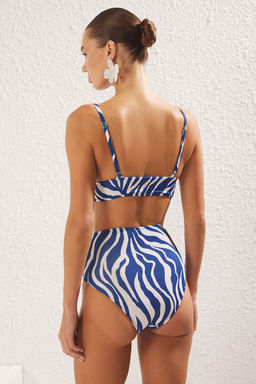 Zebra Desenli Toparlay?c? Yuksek Bel Hipster Core Bikini Alt? TBESS20BA0018