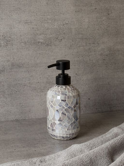 Диспенсер для жидкого мыла 350мл мрамор-серый стекло, пластик АБС
