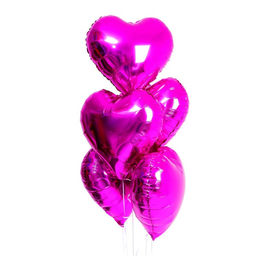 Цена за 5 шт. Шар фольгированный 18" «Сердце», цвет фуксия